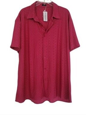 Pink Short-Sleeve Eyelet Button-Up Shirt - Rose Sz 3x Nwt